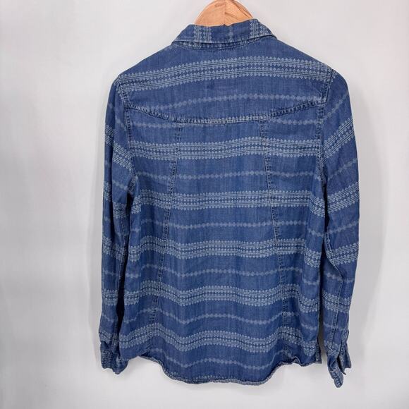 Thread & Supply Western Boho‎ Chambray Button Front Shirt Medium Blue Lyocell - Picture 6 of 10